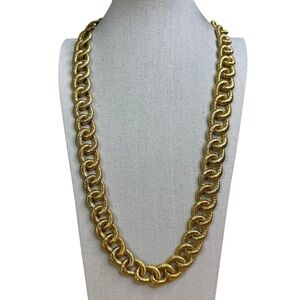 Big Links Gold Tone Chain Necklace 32 Inch Vintage 1980’s Maximalist
